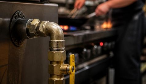 Commercial gas equipment connection